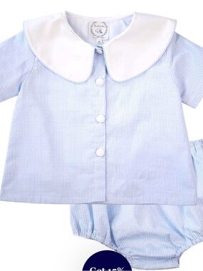 The Bell Bean Blue Gingham Bloomer Set
